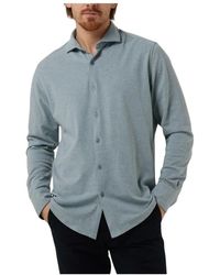 Dstrezzed - Overhemden ,Blauw ,Katoen Casual Melange Pique Shirt Blauw - Lyst
