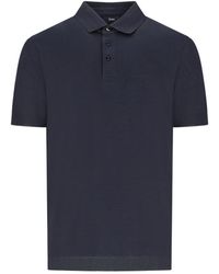 Herno - Tops ,Blauw ,Katoen Gebreid Katoenen Poloshirt - Lyst