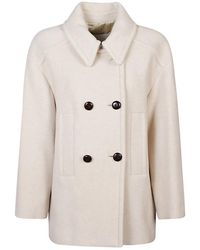 Isabel Marant - Beiger Kurzmantel Mit Doppelreihiger Knopfleiste - Lyst