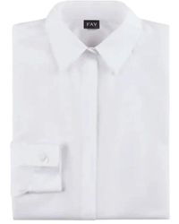 Fay - Overhemden ,Wit ,Katoen Witte Katoenen Overhemd Met Lange Mouwen - Lyst