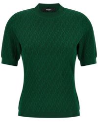Versace - V Allover Jacquard Fitted Knit T-Shirt - Lyst