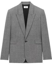 Saint Laurent - Prince Of Wales Wool Flannel Jacket - Lyst