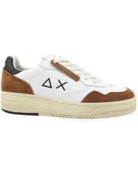Sun 68 - Schoenen ,Wit ,Katoen Big Basket Leather Sneaker - Lyst