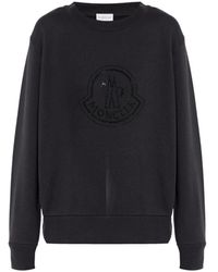 Moncler - Hoodies & Sweatvesten ,Zwart ,Katoen Crystal Logo Katoenen Sweatshirt - Lyst