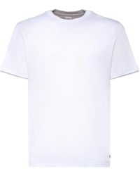 Eleventy - Tops ,Wit ,Katoen Katoenen T-Shirt Met Ronde Hals - Lyst