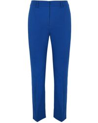 Weekend by Maxmara - Pantalones azules de gabardina de algodón elástico - Lyst