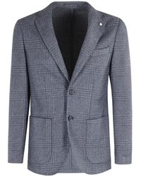 L.B.M. 1911 - B.M. 1911, ,Jassen ,Blauw ,Wol Blauwe Wollen Jas Met Opgestikte Zakken - Lyst