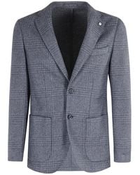 L.B.M. 1911 - Jassen ,Blauw ,Wol Blauwe Wollen Jas Met Opgestikte Zakken - Lyst