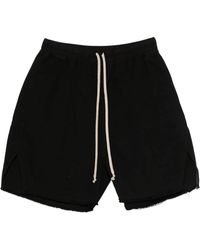 Rick Owens - Korte Broeken ,Zwart ,Katoen Zip Detail Raw-Cut Shorts - Lyst