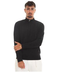 BOSS - Truien & Vesten ,Zwart ,Katoen Half Zip Pullover Met Contrast Piping - Lyst