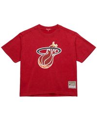 Mitchell & Ness - Tops ,Rood ,Katoen Boxy Cropped T-Shirt - Lyst