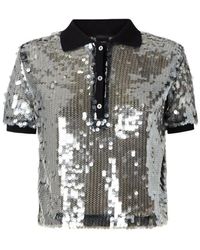 Pinko - Pailletten Mesh Polo Shirt - Lyst
