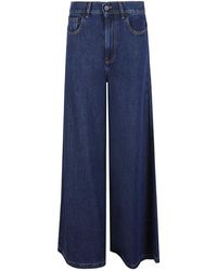 P.A.R.O.S.H. - Jeans ,Blauw ,Denim Blauwe Jeans Met Leren Patch - Lyst