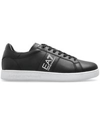 EA7 - Schoenen ,Zwart ,Leer Sportschoenen Met Logo - Lyst