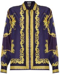 Versace - Zijden Blouse Met Nieuwe Barocco Print - Lyst