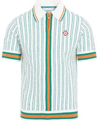 Casablancabrand - Gestreiftes boucle polo in weiß, orange, grün - Lyst