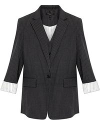 Rag & Bone - Jassen ,Grijs ,Leer Jennifer Gestreept Combo Blazer & Gilet Set - Lyst