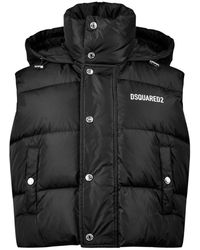 DSquared² - Chaleco Plumífero Negro Cremallera Logo, Mujer, Talla - Lyst