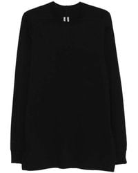 Rick Owens - Zwarte Lange Mouwen Ronde Hals Katoenen T-Shirt - Lyst