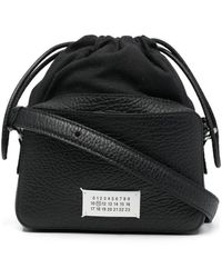 Maison Margiela - Schwarzer rucksack mit zugband und nummernpatch - Lyst
