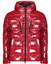 Herno - Jassen ,Rood ,Leer Gewatteerd Jack Met Capuchon - Lyst
