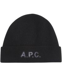 A.P.C. - Accessoires ,Zwart ,Wol Merino Wol Harry Beanie Muts - Lyst
