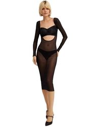 Jean Paul Gaultier - Schwarzes tüllkleid mit tiefem ausschnitt - Lyst