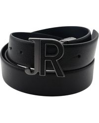 John Richmond - Cintura reversibile pelle nero blu - Lyst