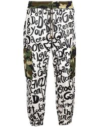 Dolce & Gabbana - Broeken ,Veelkleurig ,Katoen Jersey Joggingbroek Met Patchwork - Lyst