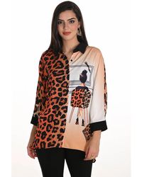 FRANK LYMAN - Overhemden ,Veelkleurig ,Geweven Top Blouse Zwart/Oranje - Lyst