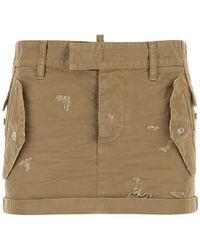 DSquared² - Khaki Canvas Mini Rok - Lyst