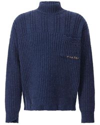 Marni - Stoere Wollen Trui Met Vernielde Details - Lyst