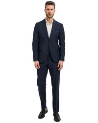 MULISH - Kostuums ,Blauw ,Leer Ab 7200 Single-Breasted Pak - Lyst