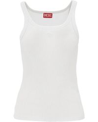 DIESEL - Tops ,Wit ,Katoen Ribgebreide Top Zonder Mouwen - Lyst