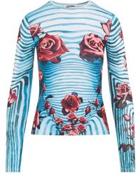 Jean Paul Gaultier - Body morphing top blu rosso bianco - Lyst