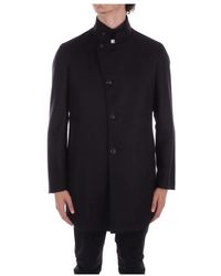 Tagliatore - Zwarte Wollen Jas Met Knoopsluiting - Lyst