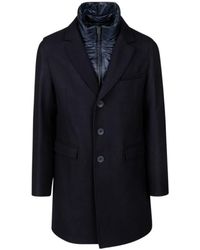 Herno - Jassen ,Blauw ,Wol Diagonal-Effect Melton Wollen Jas - Lyst