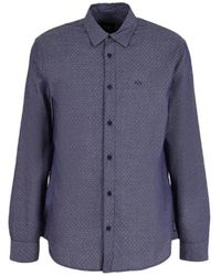 ARMANI EXCHANGE - Overhemden ,Blauw ,Katoen Blauw Overhemd Met Polka Dots - Lyst