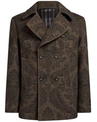 Etro - Jassen ,Bruin ,Wol Caban Double-Breasted Jas - Lyst