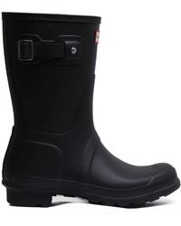 HUNTER - Schoenen ,Zwart ,Polyester Korte Regenlaars Zwart Matte Finish - Lyst