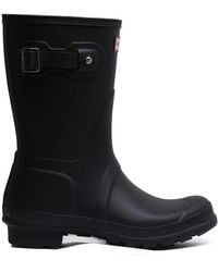 HUNTER - Kurzer regenstiefel schwarz matt finish - Lyst