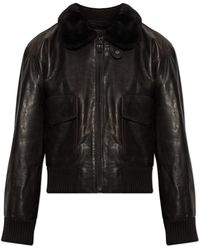 Victoria Beckham - Jassen ,Bruin ,Leer Aviator Jacket - Lyst