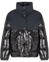 ARMANI EXCHANGE - Schwarzer tel mit kapuze und hohem kragen - Lyst