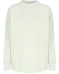 Palm Angels - T-shirt in cotone verde con logo ricamato - Lyst