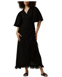 Copenhagen Muse - Schwarzes Leinen-Maxikleid Mit Rüschen - Lyst