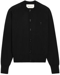 Ami Paris - Truien & Vesten ,Zwart ,Wol De Coeur Crewneck Cardigan - Lyst