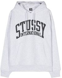 Stussy - Grauer pullover mit logo-druck - Lyst