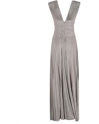 Elisabetta Franchi - Silbernes lurex kleid mit tiefem v-ausschnitt - Lyst