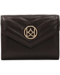 Kazar - Accessoires ,Bruin ,Leer Kleine Portemonnee Met Groot Monogram - Lyst