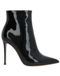 Gianvito Rossi - Schwarze Lackleder Stiefeletten Mit Reißverschluss Und Stiletto-Absatz - Lyst